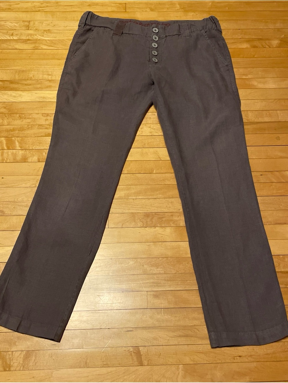 pete & greta Johnny Was Linen Button-Fly Pants purple gray size 2